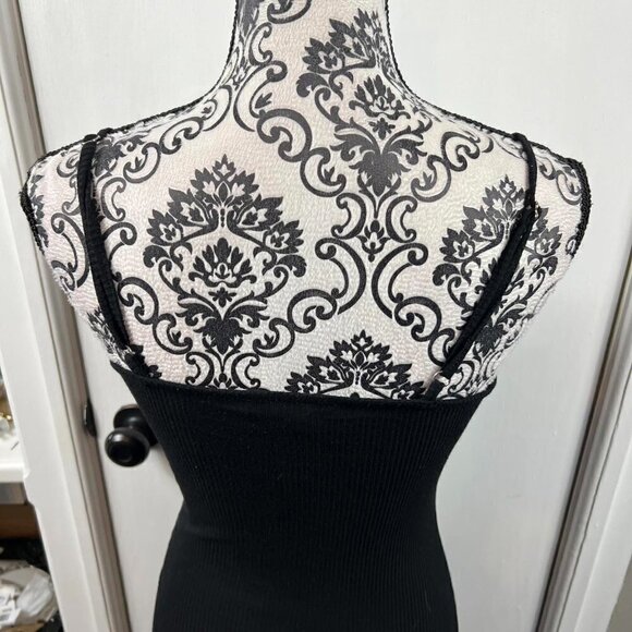 Forever 21 black ribbed midi spaghetti strap dress.  Size S - Picture 5 of 6